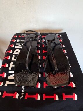 Black Patent T-Strap Sandal